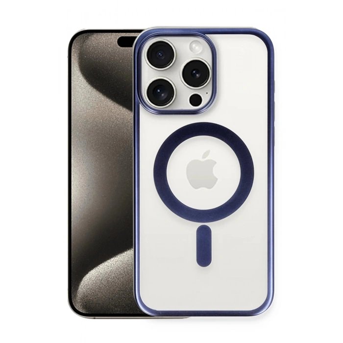 Newface iPhone 15 Pro Max Kılıf Erozi Magsafe Kapak - Lacivert