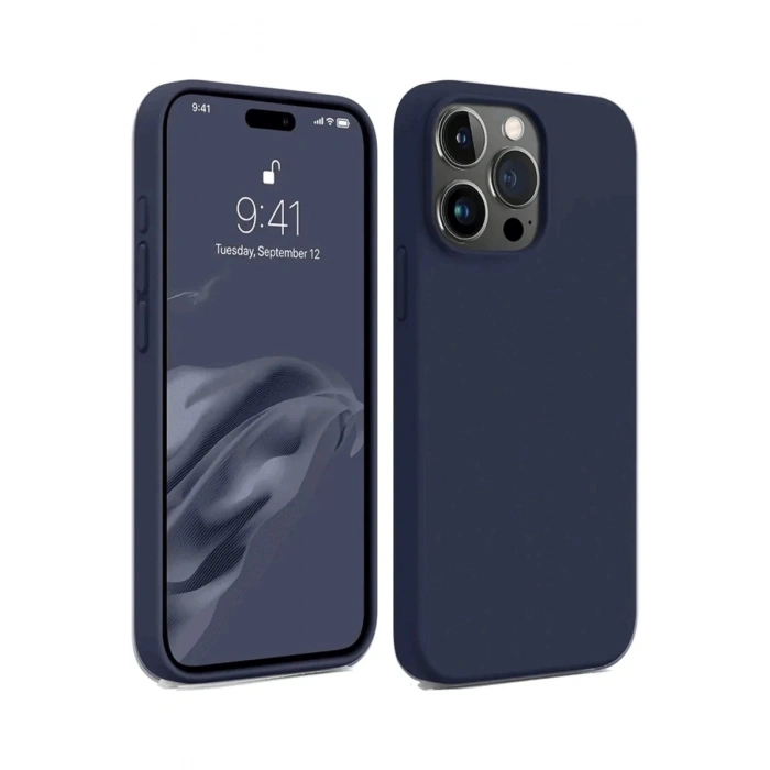 Newface iPhone 15 Pro Max Kılıf First Silikon - Lacivert