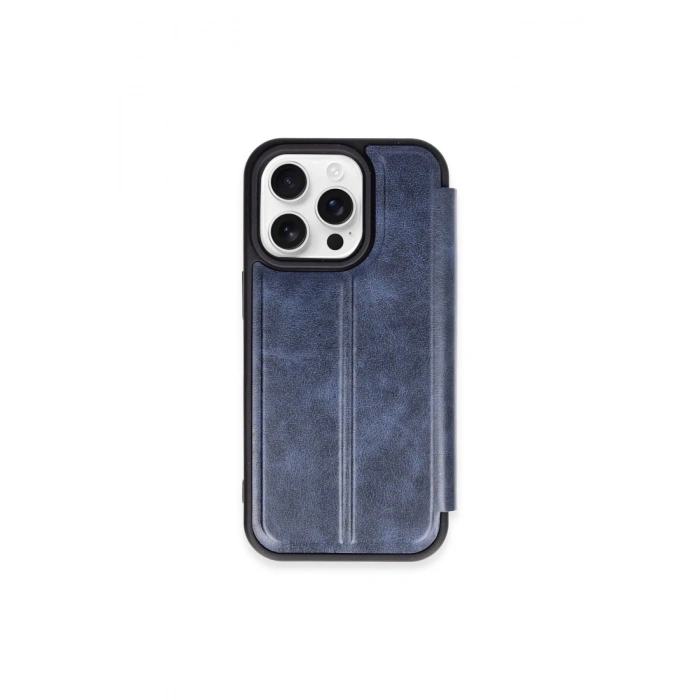 Newface iPhone 15 Pro Max Kılıf Flip Cover - Lacivert