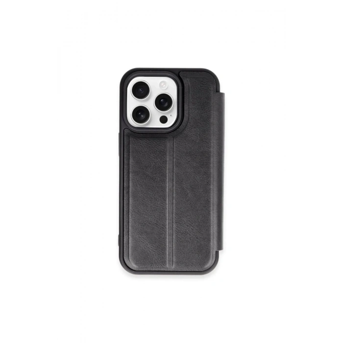 Newface iPhone 15 Pro Max Kılıf Flip Cover - Siyah