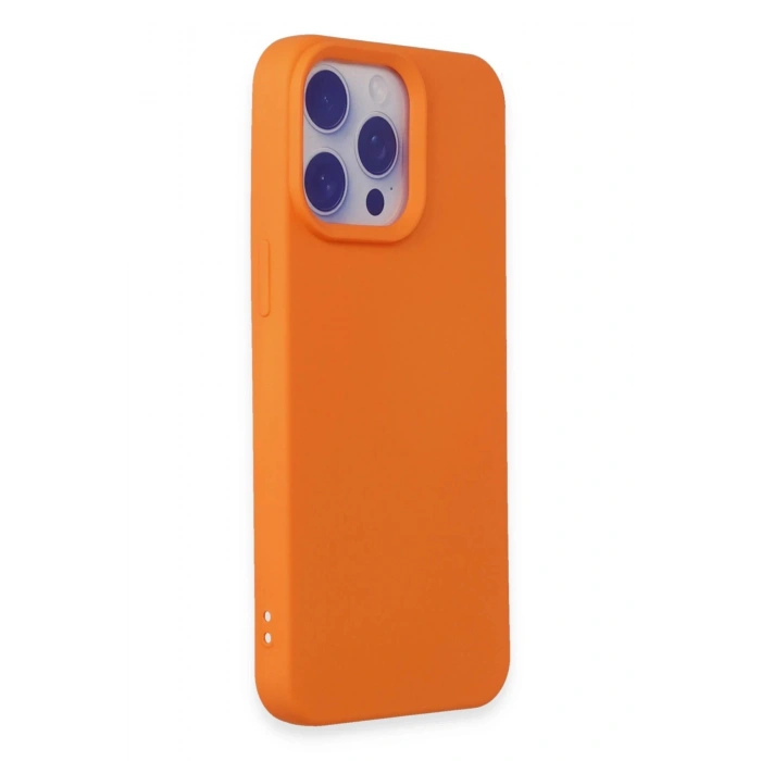 Newface iPhone 15 Pro Max Kılıf Nano içi Kadife Silikon - Turuncu