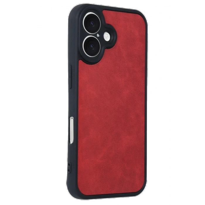 Newface iPhone 16 Kılıf Aras Deri Kapak - Kırmızı
