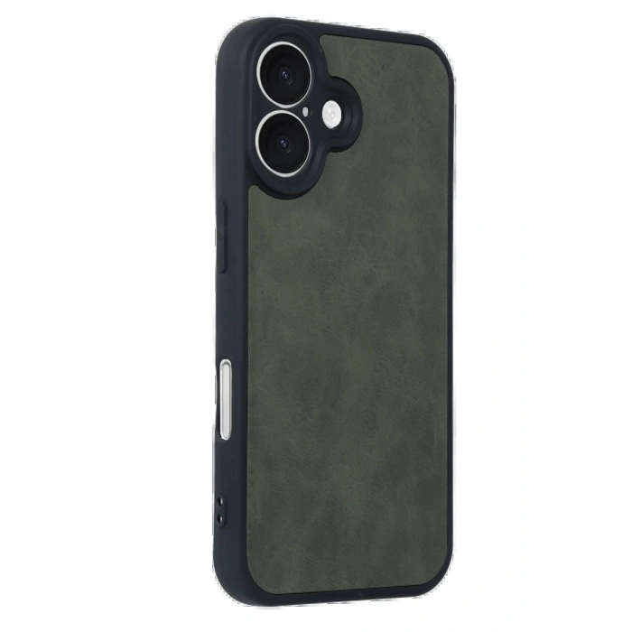 Newface iPhone 16 Kılıf Aras Deri Kapak - Koyu Yeşil