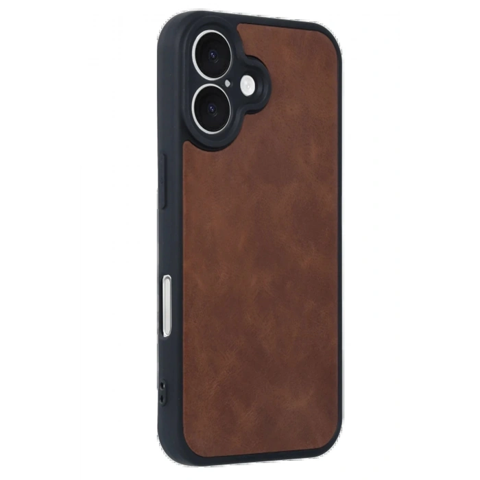 Newface iPhone 16 Kılıf Aras Deri Kapak - Taba