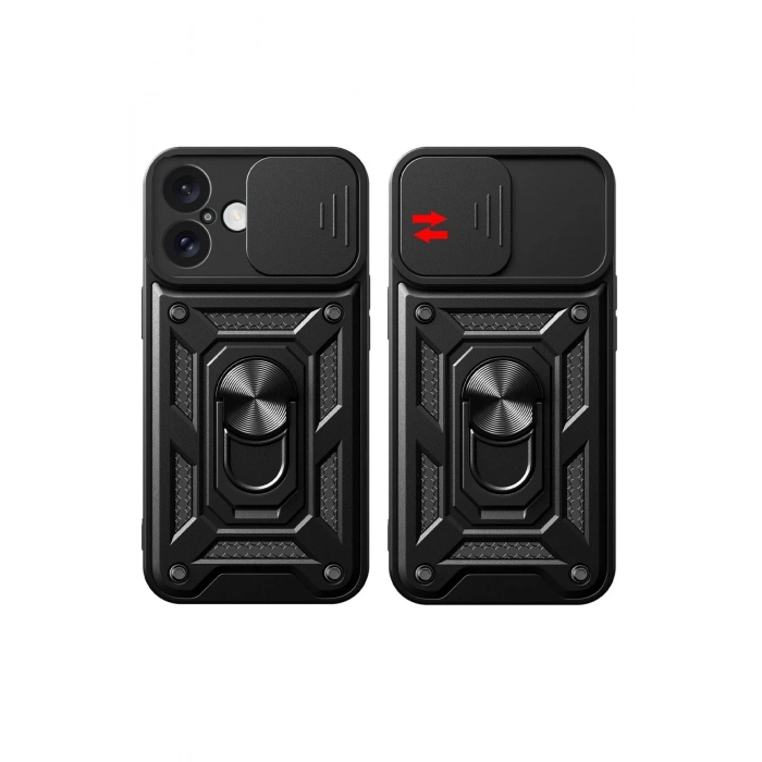 Newface iPhone 16 Kılıf Pars Lens Yüzüklü Silikon - Yeşil