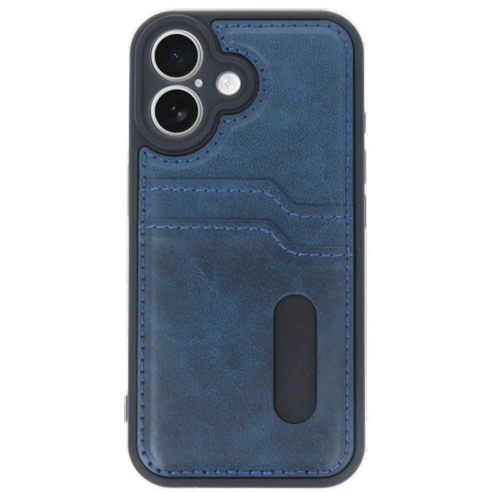 Newface iPhone 16 Kılıf Sara Kartvizitli Deri Kılıf - Lacivert
