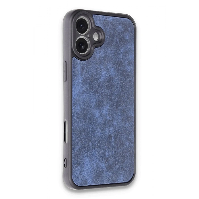 Newface iPhone 16 Plus Kılıf Aras Deri Kapak - Lacivert
