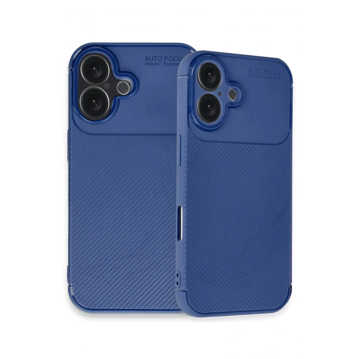 Newface iPhone 16 Plus Kılıf Auto Focus Karbon Kapak - Lacivert