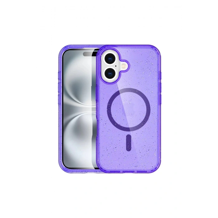 Newface iPhone 16 Plus Kılıf Glow Magsafe Kapak - Mor