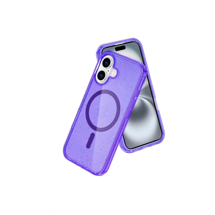 Newface iPhone 16 Plus Kılıf Glow Magsafe Kapak - Mor