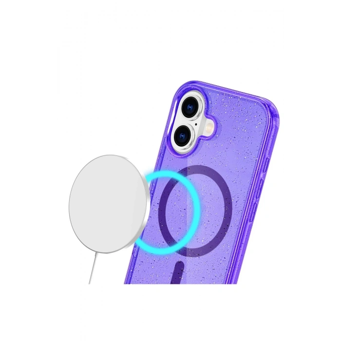 Newface iPhone 16 Plus Kılıf Glow Magsafe Kapak - Mor