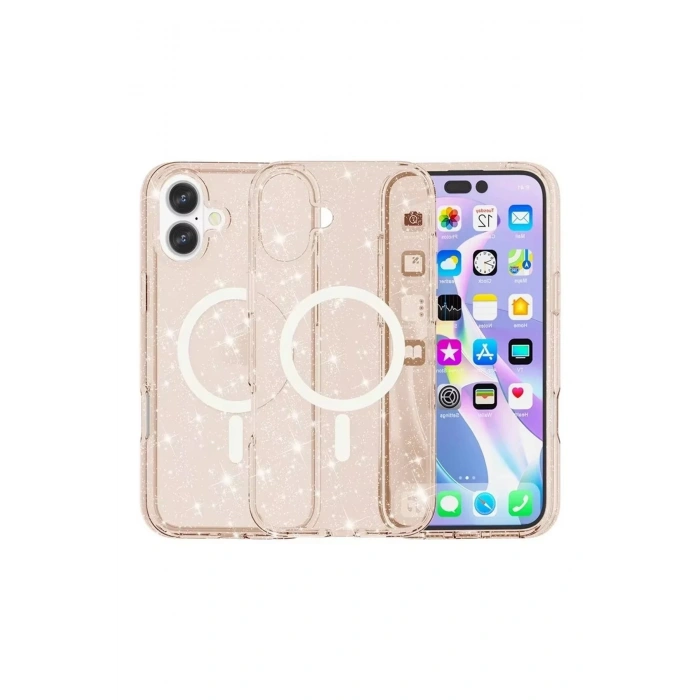 Newface iPhone 16 Plus Kılıf Glow Magsafe Kapak - Turuncu