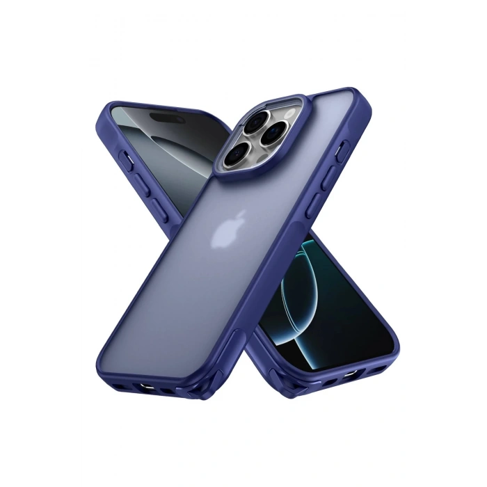 Newface iPhone 16 Pro Kılıf Elegant Kapak - Lacivert