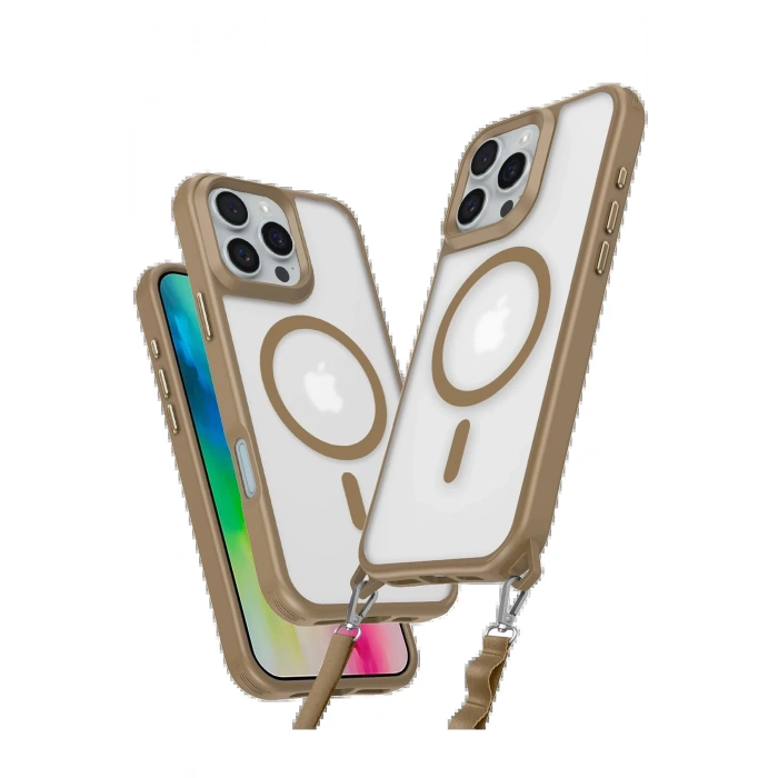 Newface iPhone 16 Pro Kılıf Enka Magsafe Silikon Kılıf - Desert