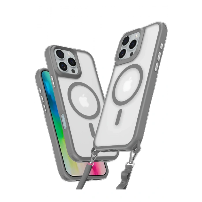 Newface iPhone 16 Pro Kılıf Enka Magsafe Silikon Kılıf - Titan Gri