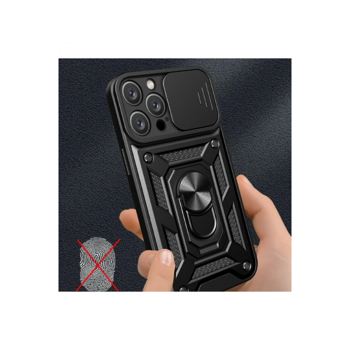 Newface iPhone 16 Pro Kılıf Pars Lens Yüzüklü Silikon - Yeşil