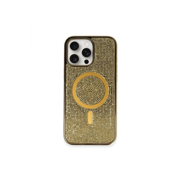 Newface iPhone 16 Pro Max Kılıf Diamond Magsafe Kapak - Gold