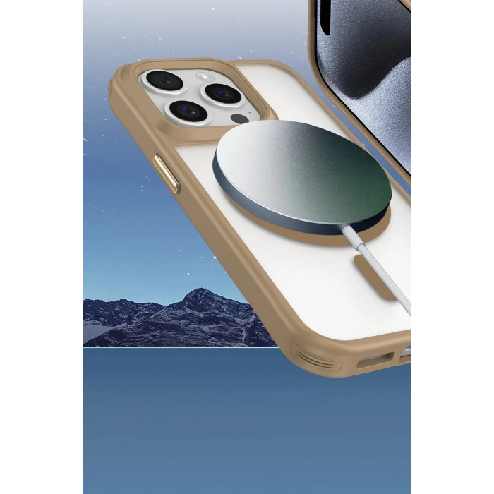 Newface iPhone 16 Pro Max Kılıf Enka Magsafe Silikon Kılıf - Desert