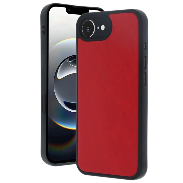 Newface iPhone 16E Kılıf Aras Deri Kapak - Kırmızı