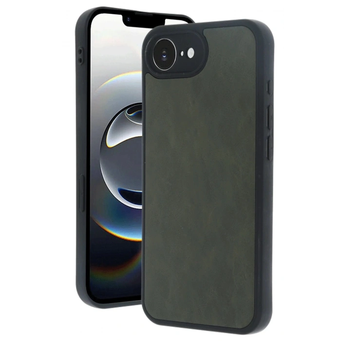 Newface iPhone 16E Kılıf Aras Deri Kapak - Koyu Yeşil