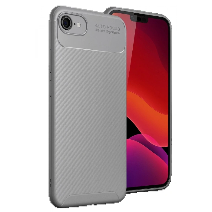 Newface iPhone 16E Kılıf Auto Focus Karbon Kapak - Gri