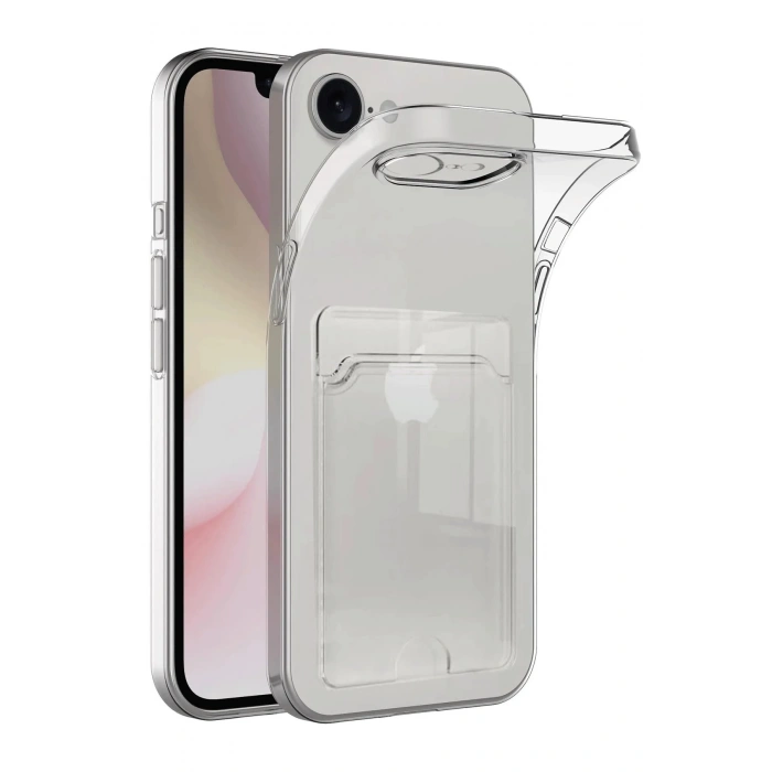 Newface iPhone 16E Kılıf Kart Şeffaf Silikon - Şeffaf