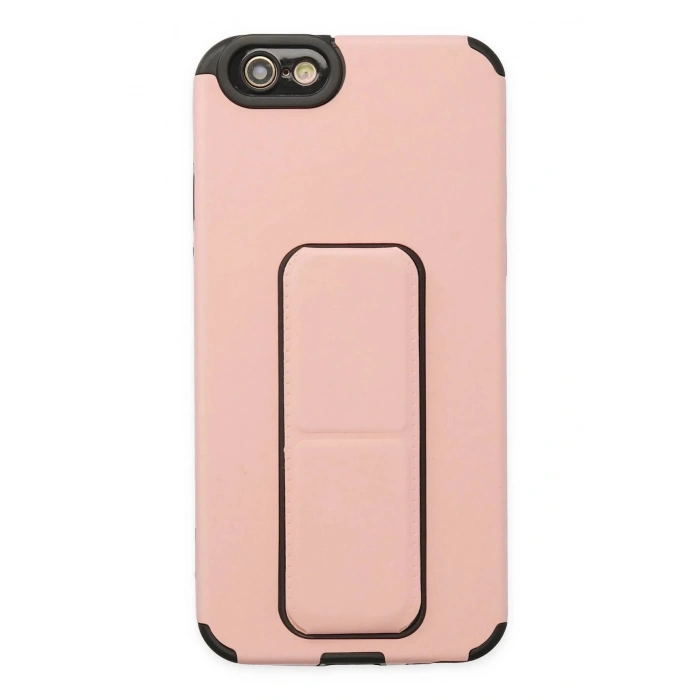 Newface iPhone 6 Kılıf Mega Standlı Silikon - Pudra