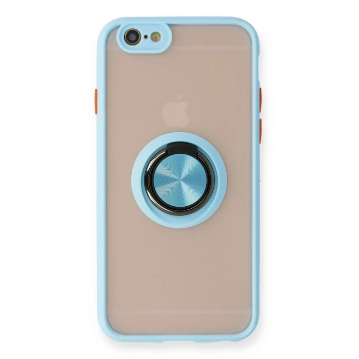 Newface iPhone 6 Kılıf Montreal Yüzüklü Silikon Kapak - Buz Mavi