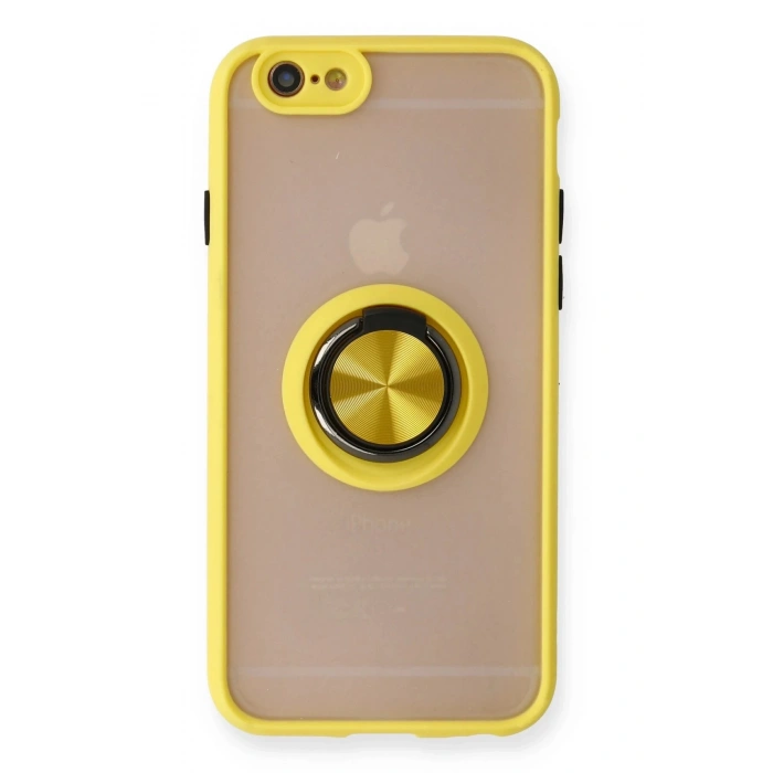 Newface iPhone 6 Kılıf Montreal Yüzüklü Silikon Kapak - Sarı