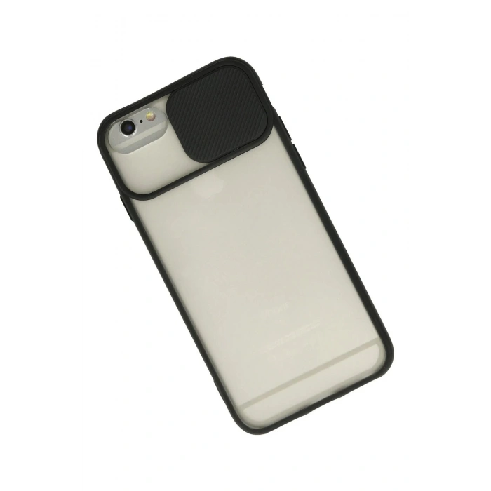 Newface iPhone 6 Kılıf Palm Buzlu Kamera Sürgülü Silikon - Siyah