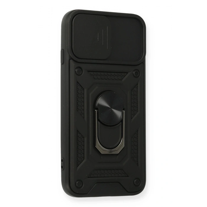 Newface iPhone 6 Kılıf Pars Lens Yüzüklü Silikon - Siyah