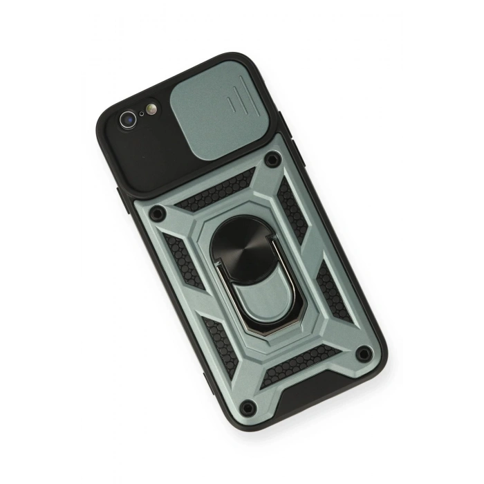 Newface iPhone 6 Kılıf Pars Lens Yüzüklü Silikon - Yeşil