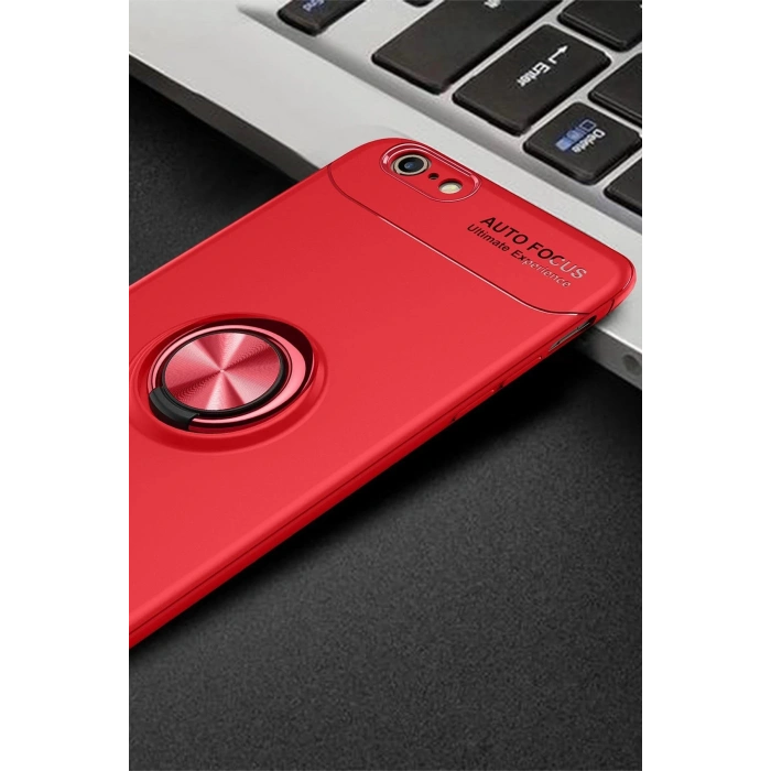 Newface iPhone 6 Kılıf Range Yüzüklü Silikon - Kırmızı