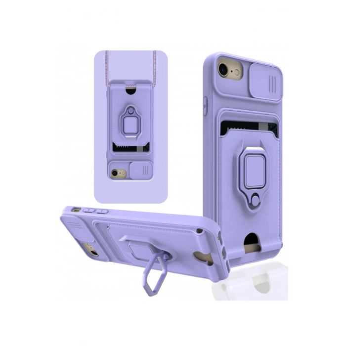 Newface iPhone 6 Kılıf Zuma Kartvizitli Yüzüklü Silikon - Lila