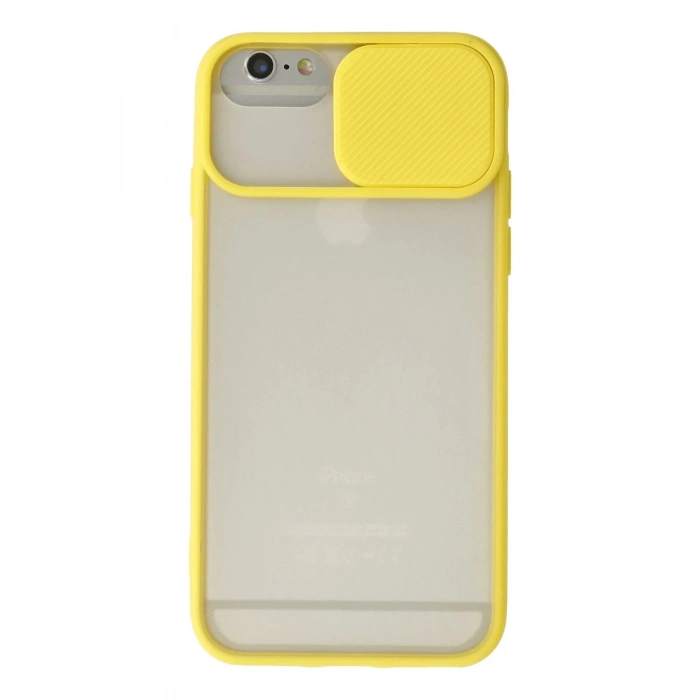 Newface iPhone 6 Plus Kılıf Palm Buzlu Kamera Sürgülü Silikon - Sarı