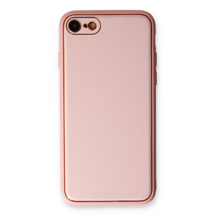 Newface iPhone 7 Kılıf Coco Deri Silikon Kapak - Pudra