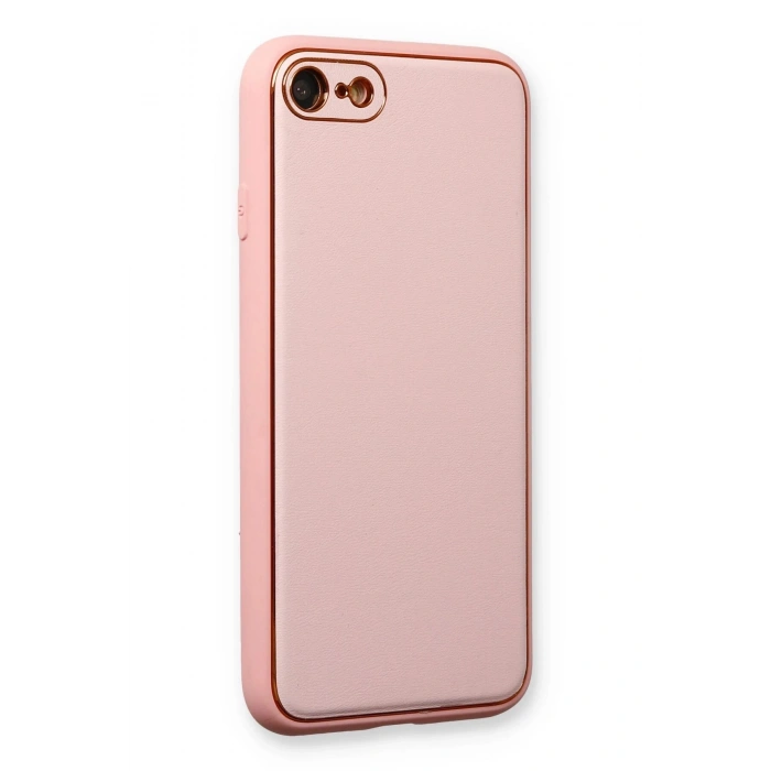 Newface iPhone 7 Kılıf Coco Deri Silikon Kapak - Pudra