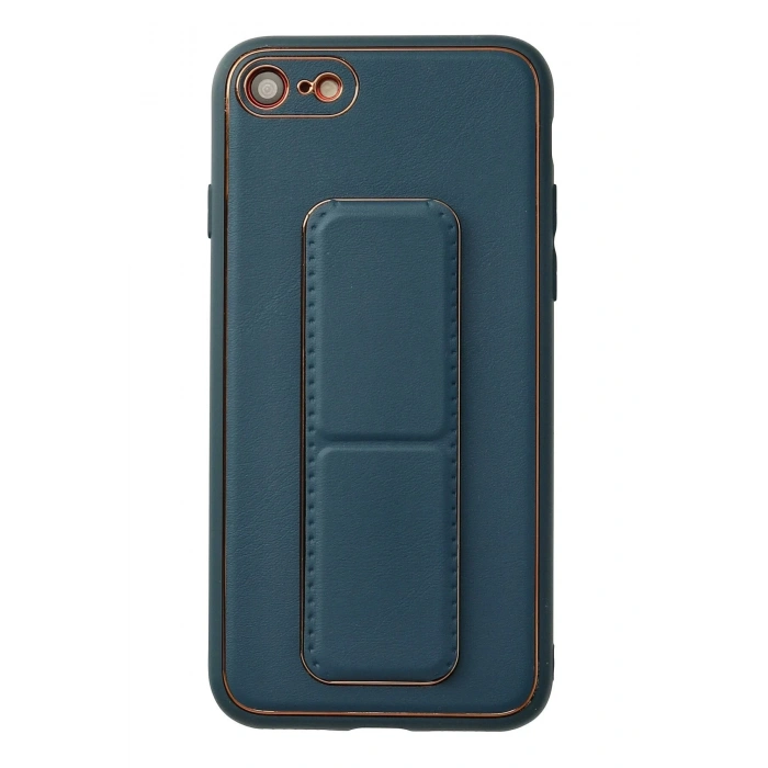 Newface iPhone 7 Kılıf Coco Deri Standlı Kapak - Mavi