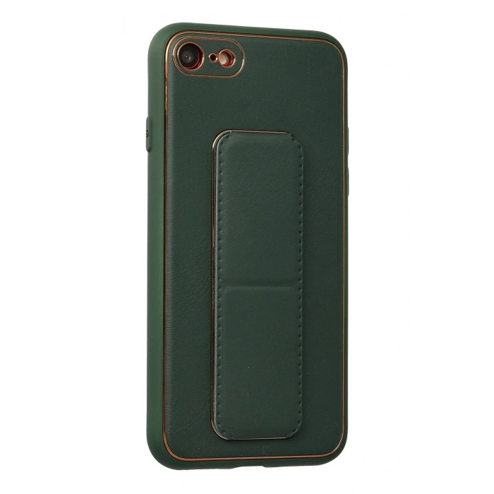 Newface iPhone 7 Kılıf Coco Deri Standlı Kapak - Yeşil