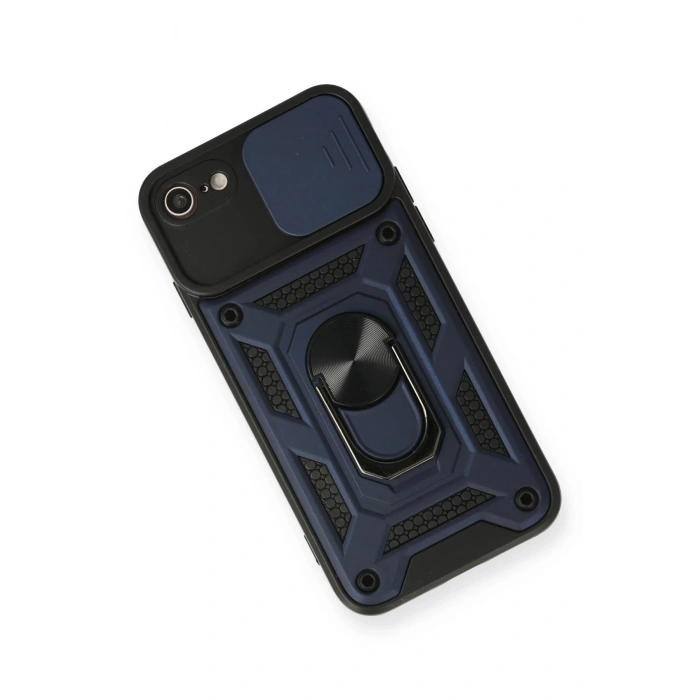 Newface iPhone 7 Kılıf Pars Lens Yüzüklü Silikon - Lacivert