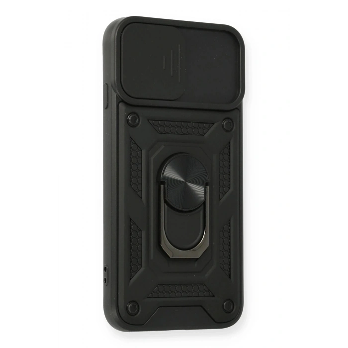 Newface iPhone 7 Kılıf Pars Lens Yüzüklü Silikon - Siyah