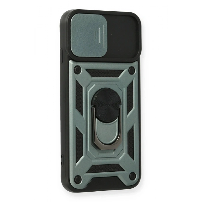 Newface iPhone 7 Kılıf Pars Lens Yüzüklü Silikon - Yeşil