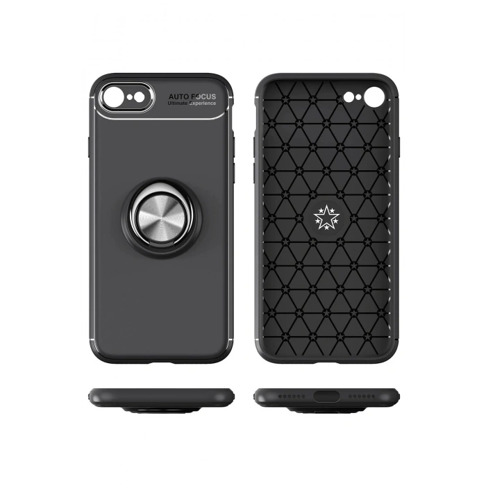 Newface iPhone 7 Kılıf Range Yüzüklü Silikon - Kırmızı