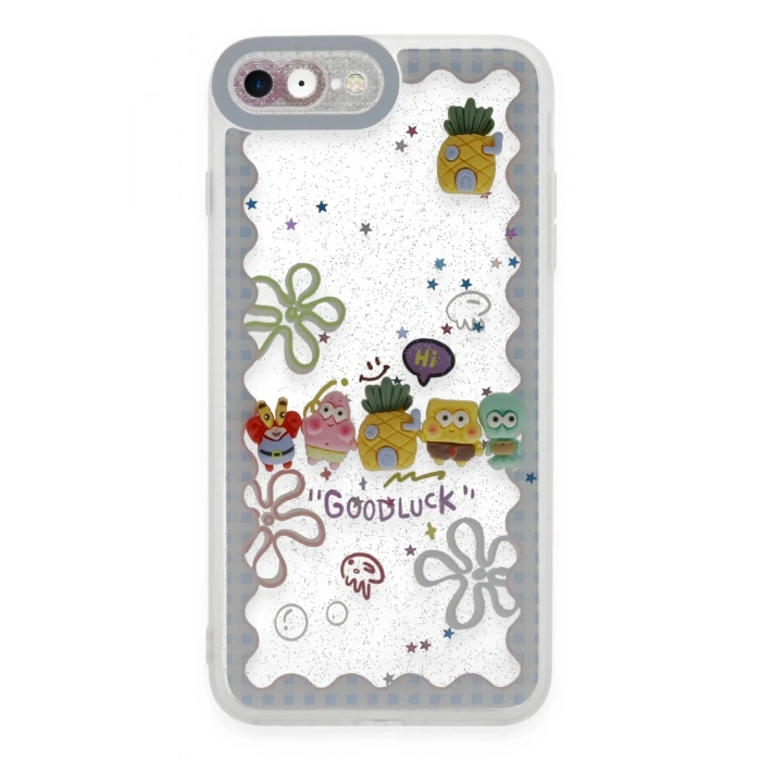 Newface iPhone 7 Kılıf Sweet Desenli Silikon Kapak - Açık Mavi