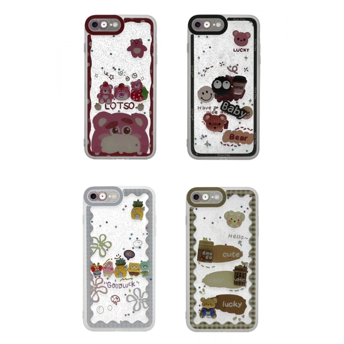 Newface iPhone 7 Kılıf Sweet Desenli Silikon Kapak - Pembe