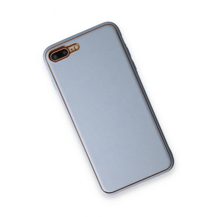 Newface iPhone 7 Plus Kılıf Coco Deri Silikon Kapak - Açık Mavi