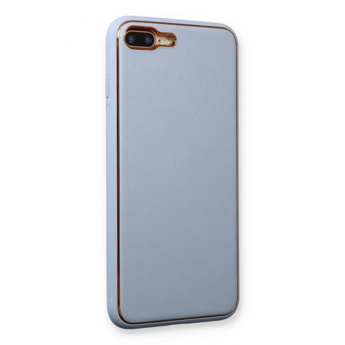 Newface iPhone 7 Plus Kılıf Coco Deri Silikon Kapak - Açık Mavi