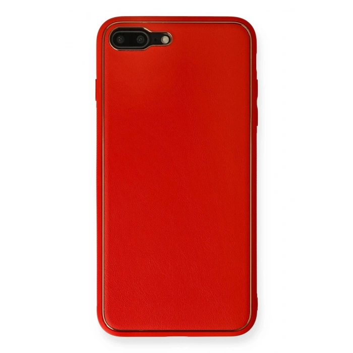 Newface iPhone 7 Plus Kılıf Coco Deri Silikon Kapak - Kırmızı