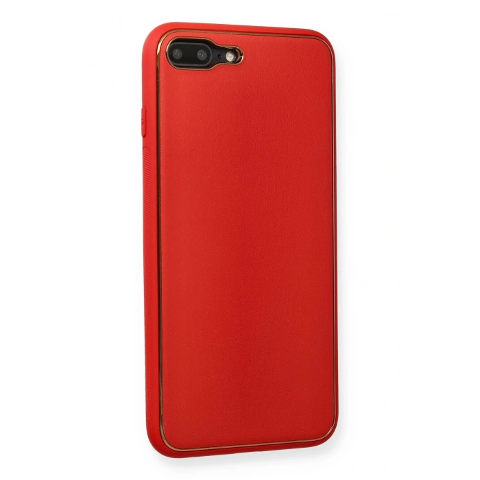 Newface iPhone 7 Plus Kılıf Coco Deri Silikon Kapak - Kırmızı