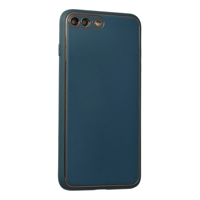 Newface iPhone 7 Plus Kılıf Coco Deri Silikon Kapak - Mavi